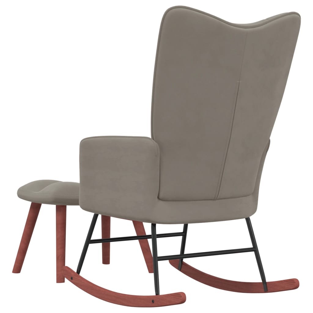 Chaise à bascule | Fauteuil à bascule | Fauteuil de relaxation avec repose-pied Gris clair Velours819595 - 4