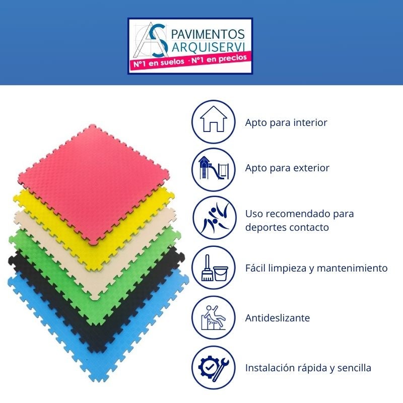 Pavimentos Arquiservi - Tatami Puzzle EVA / Homologado Ignífugo CEE / 1 x 1 x 20mm (Castanho-Bege) - 5