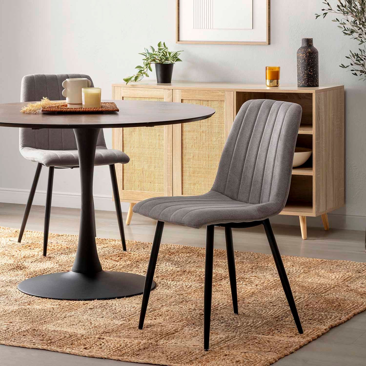 Pack 4 chaises Sagi recouvertes de tissu gris - 5