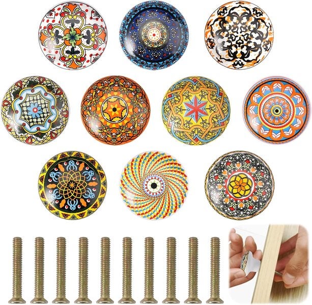 10 unités de boutons de céramique, en plusieurs couleurs, boutons pour meubles - 2