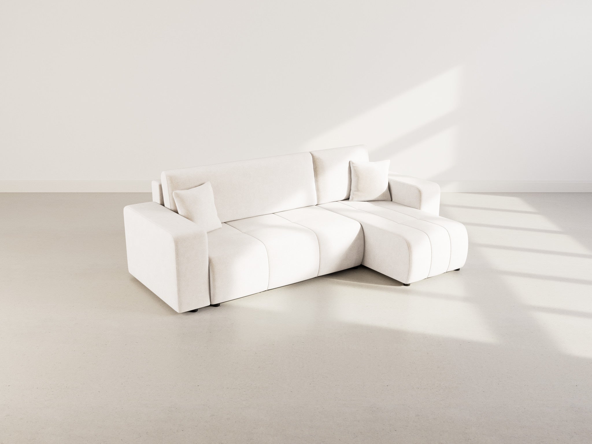 Canapé d'angle convertible 4 places en tissu beige - NICOLE - Best Mobilier - 3