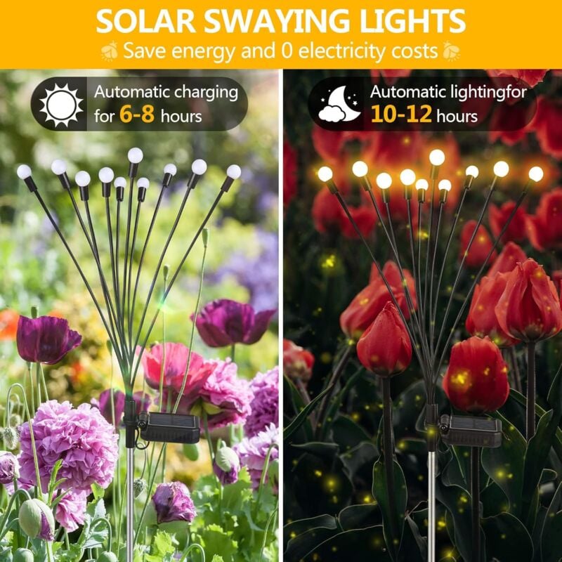 Lampes solaires d'extérieur, 2 pièces, 10 LED, décoration de jardin, indice d'étanchéité IP65, [Classe énergétique C] - 2