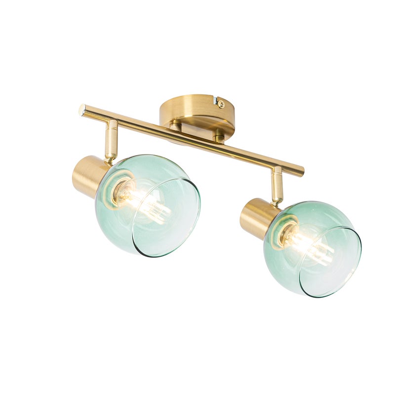 Spot art deco złoty z zielonym szkłem 2-źródła światła - Vidro
