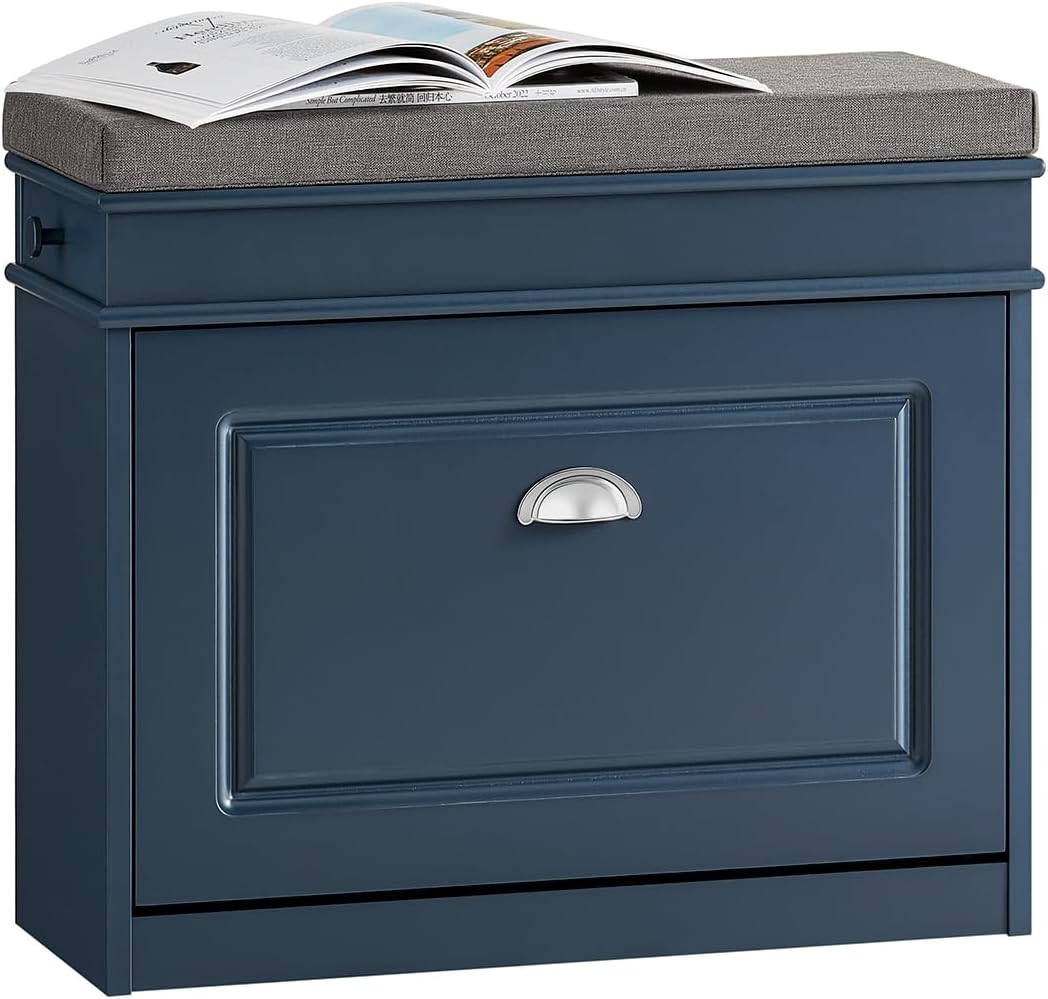 SoBuy Szafka na Buty z Siedziskiem Organizer Niebieska Garderoba FSR82-K-B