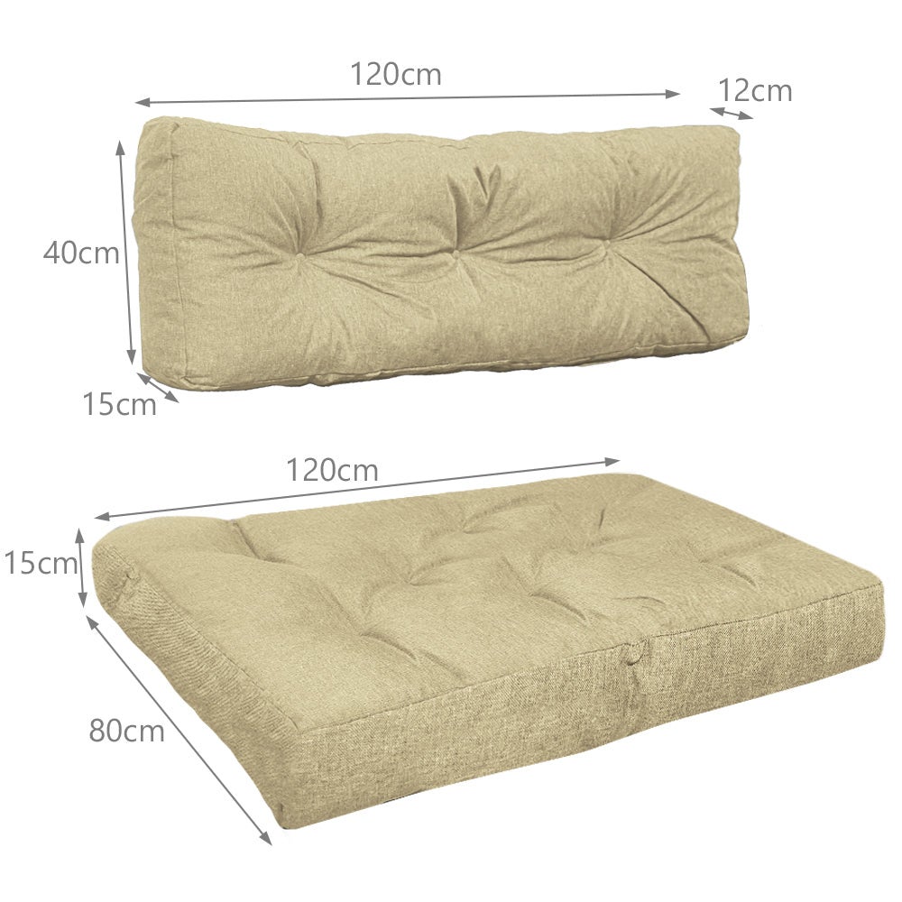 VOUNOT Set di 2 Cuscini per Pallet, Cuscino Bancale Impermeabile per Internio e Esterno, Beige - 2