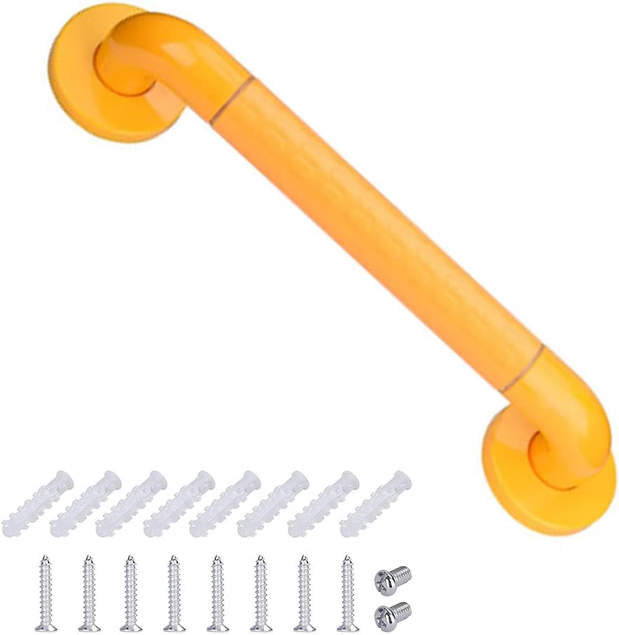 Uchwyty łazienkowe, uchwyt łazienkowy ze stali nierdzewnej, ze śrubami i rurką rozporową, do wanien i toalet dla seniorów niepełnosprawnych (żółty)