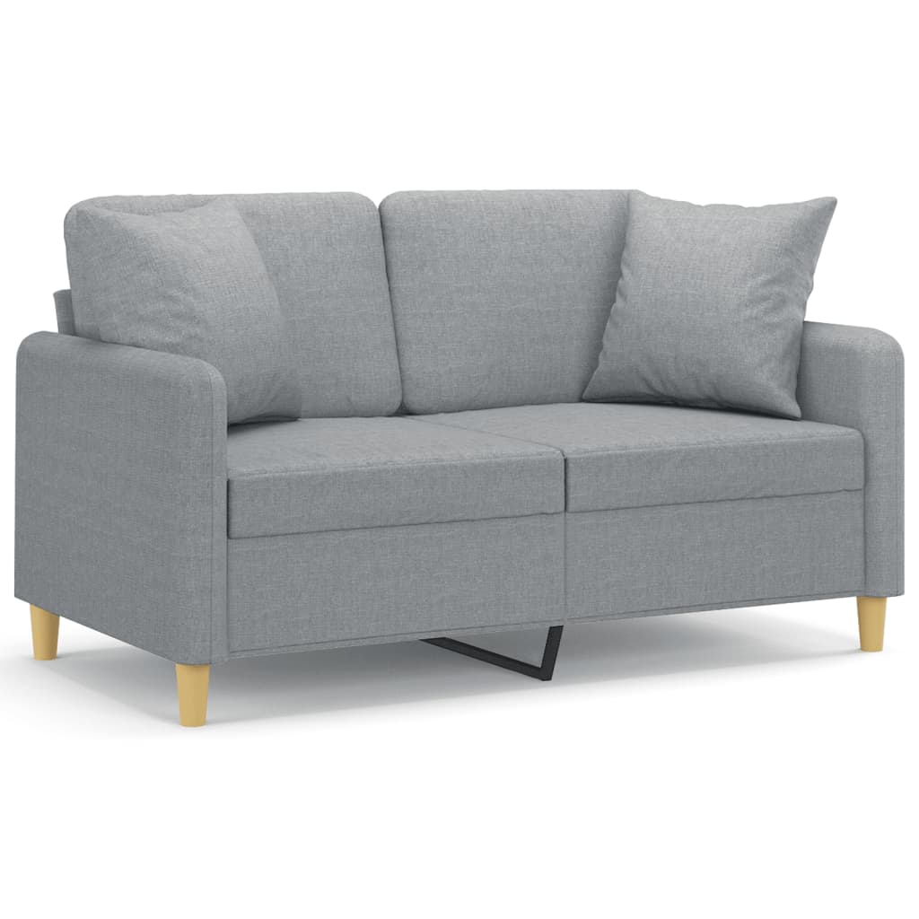 Canapé D’Angle 2 Places Cloud – Tissu Chenille Gris – Avec 2 Poufs, 2 Coussin Lombaires & 2 Coussin Déco – Salon Confort
