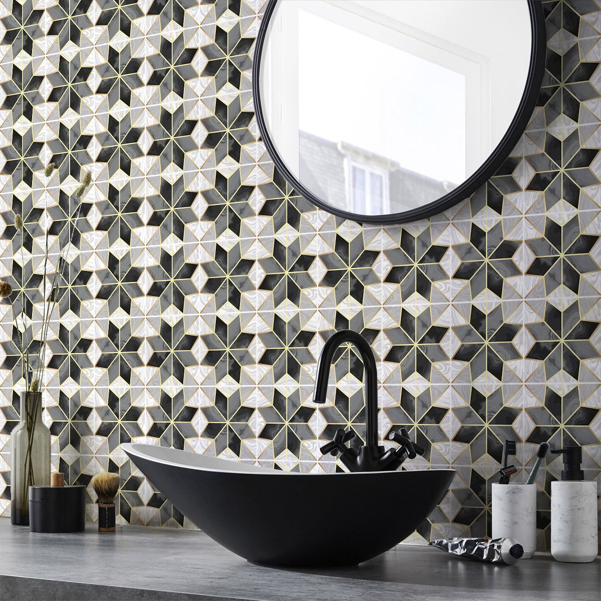 24 adesivi piastrelle di cemento charlénia - Sticker adesivo - adesivi murali - 24stickers15x15cm - 5