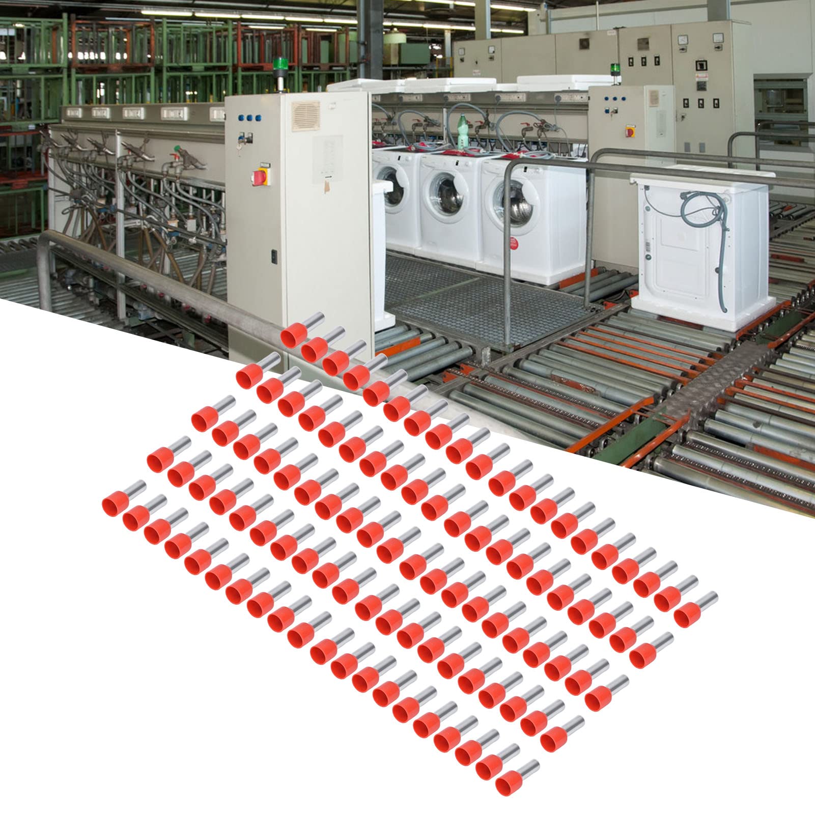 100 pezzi Terminale tubolare tondo isolato Connettore a crimpare in rame per filo elettrico 8AWG E10‑12 - 4