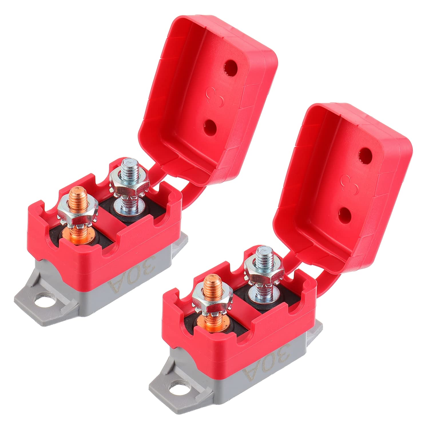 Automatyczny wyłącznik automatyczny 30A 12 V - 24 V z pokrywą i śrubami montażowymi do ładowarki akumulatora (2 szt.)