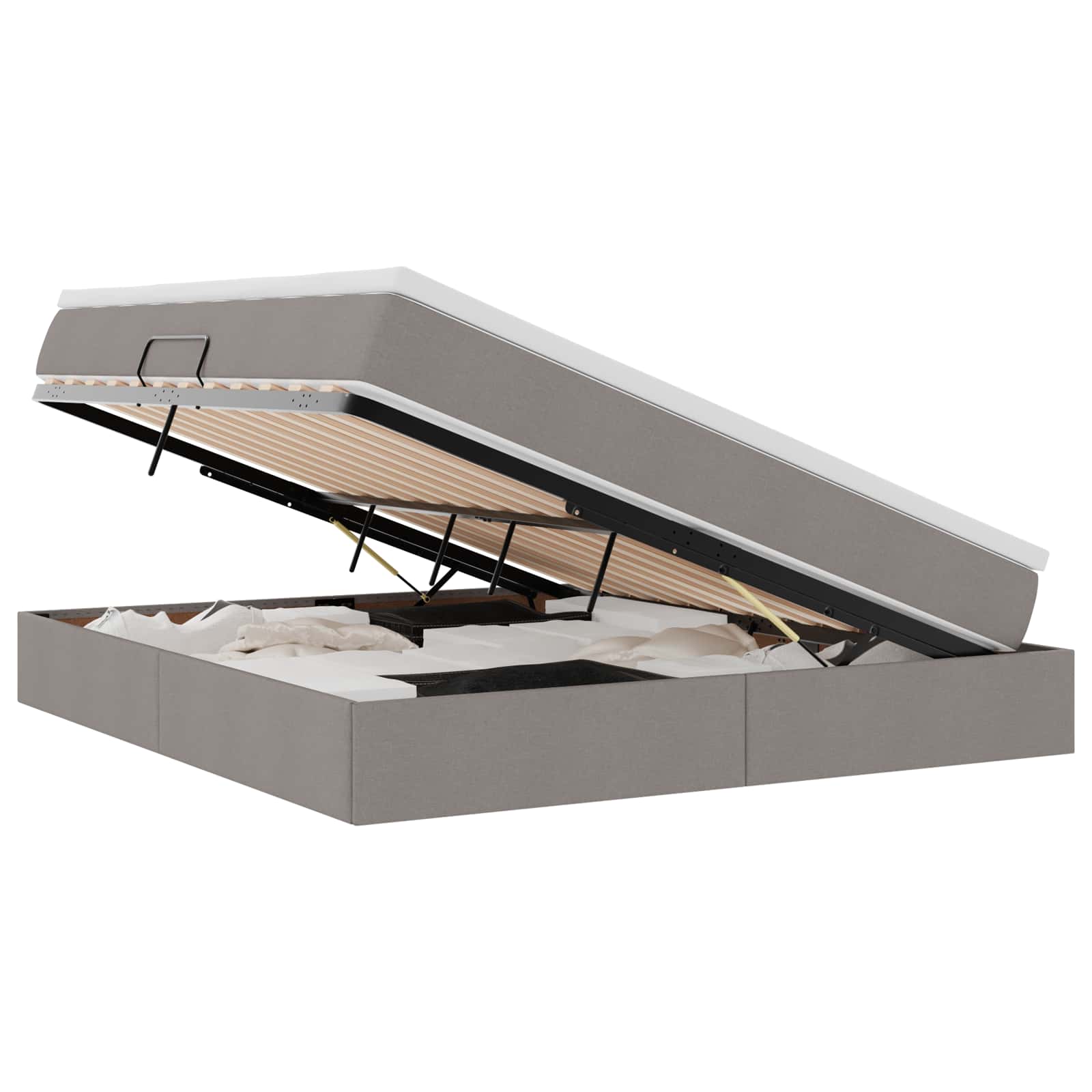 Lit avec rangement et matelas taupe 180 x 200 cm polyester - 2