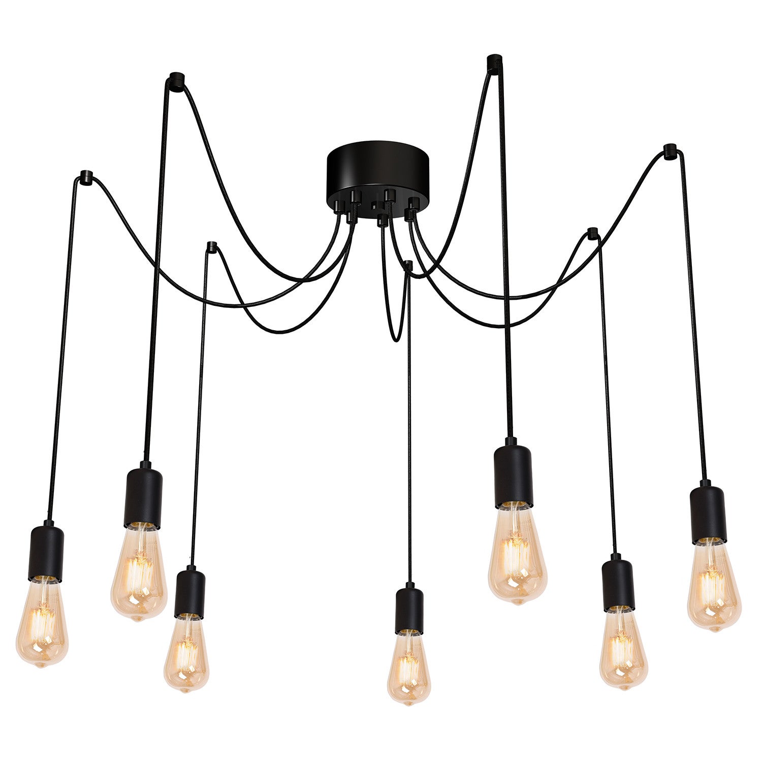 Lampa wisząca Spindel czarny matowy 7xE27x15W wys: 250 cm metal Luminex