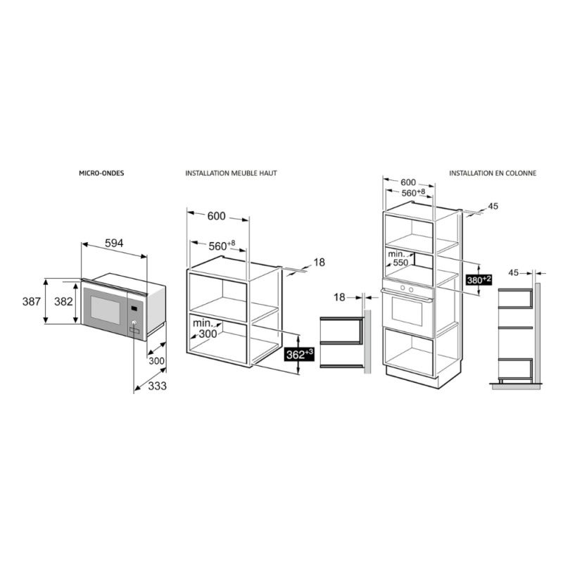 Beko Four micro-ondes et gril encastrable 20L, 800W. Sécurité enfant, 8 programmes de cuisson automatiques, noir (BMGB20212B) - 5