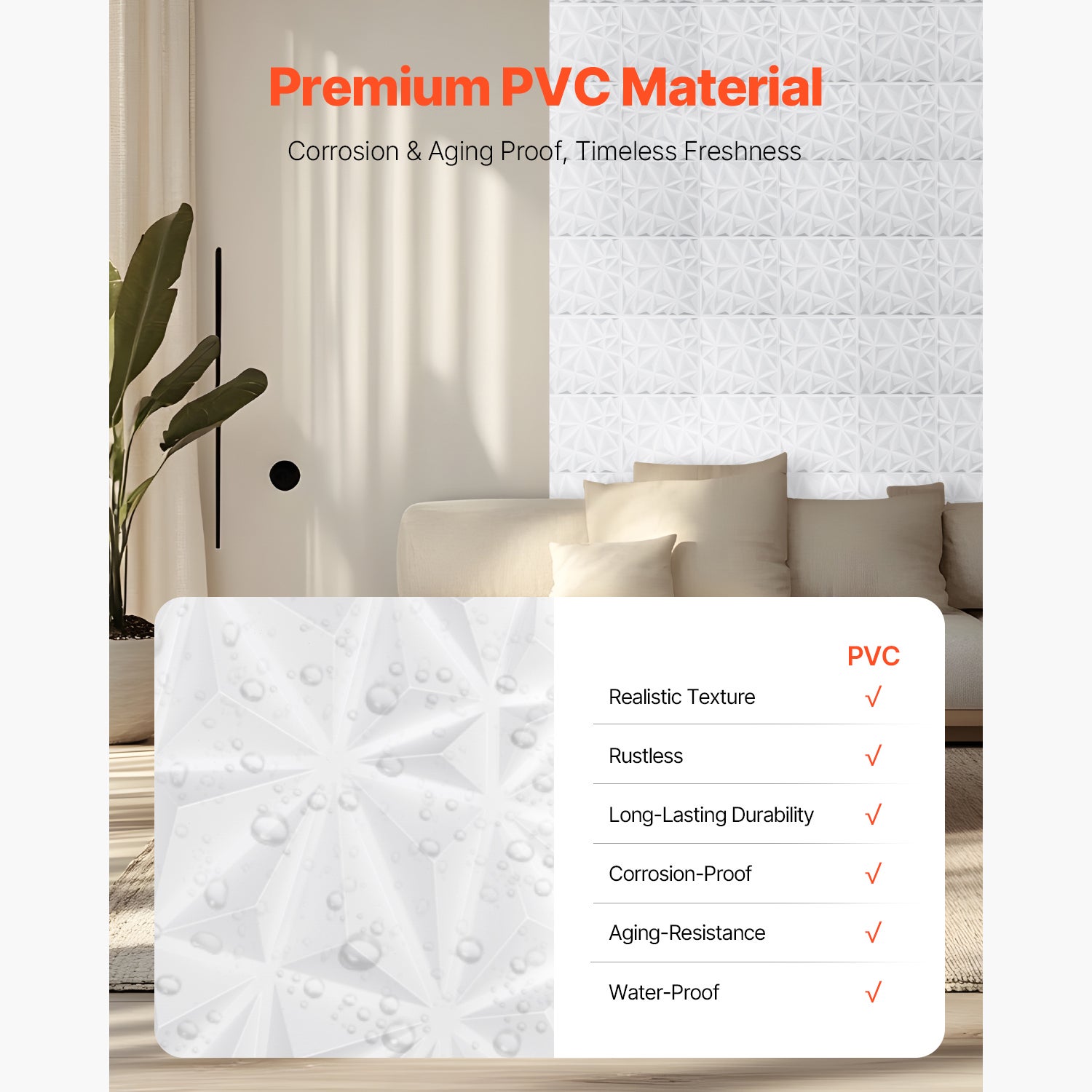 Panneaux muraux SucceBuy 3D,lot 33,carreaux diamant d'art moderne en PVC 11,81 x 11,81 po,32 pi2 pour plafond,chambre,et salle jeux,blanc mat - 6