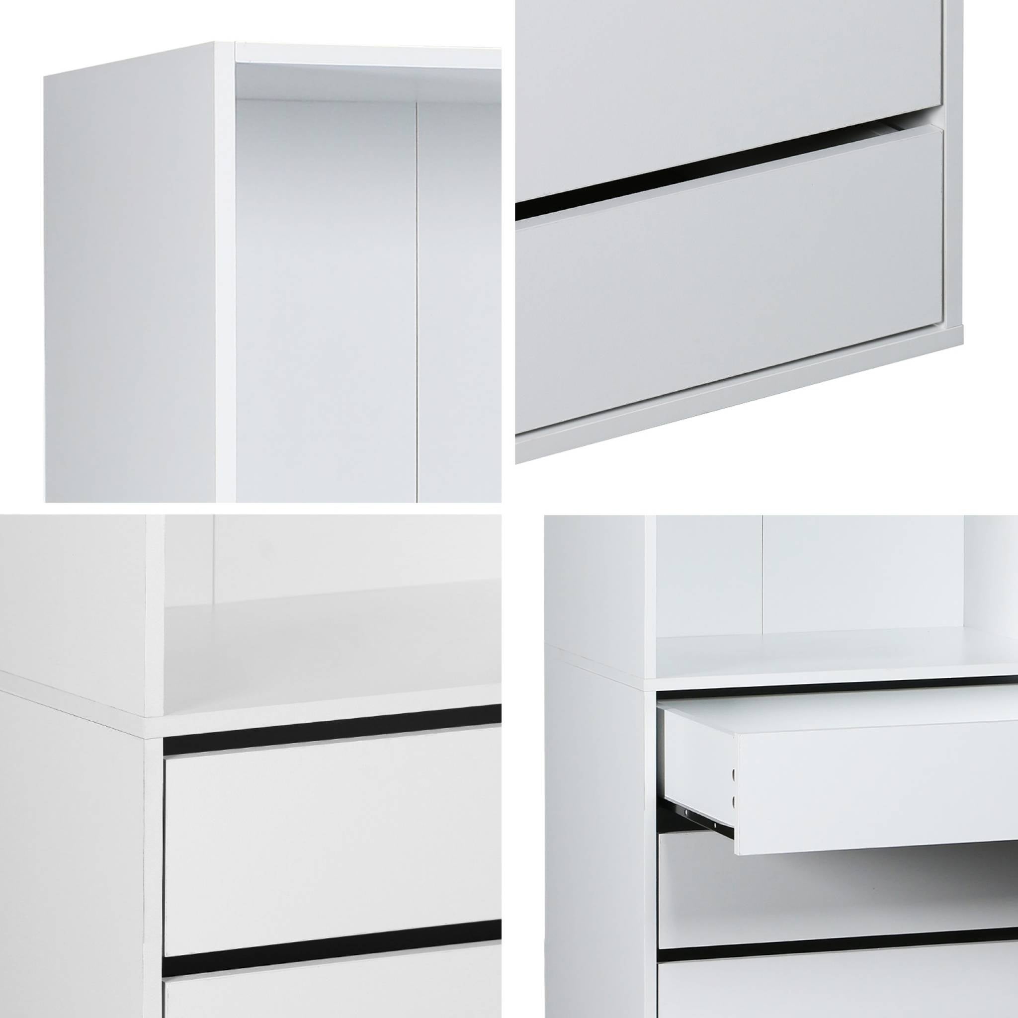 Module dressing avec 5 tiroirs et 2 étagères. blanc. panneaux stratifiés MODULO - 3