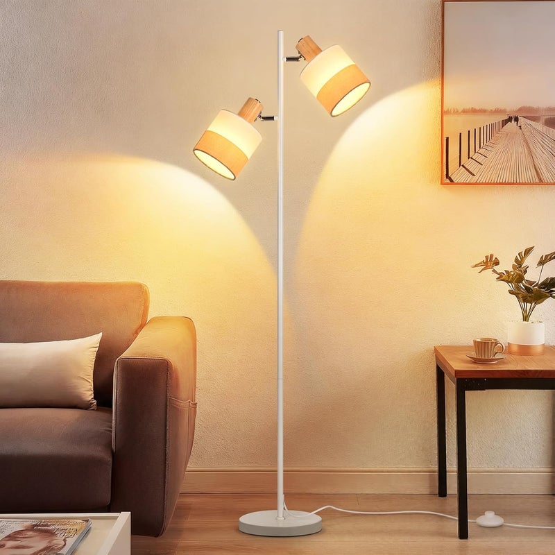 ZMH Lampa podłogowa w stylu vintage z 2 żarówkami, 154 cm, żarówka E14, salon, sypialnia dziecięca
