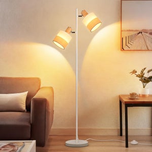 Rayofly Lampada da Terra da Soggiorno con Arco Oro, Lampada da Pavimento Moderna con Paralume in Rattan, Lampada Boho con Telecomando e Lampadina LED, Controllo App
