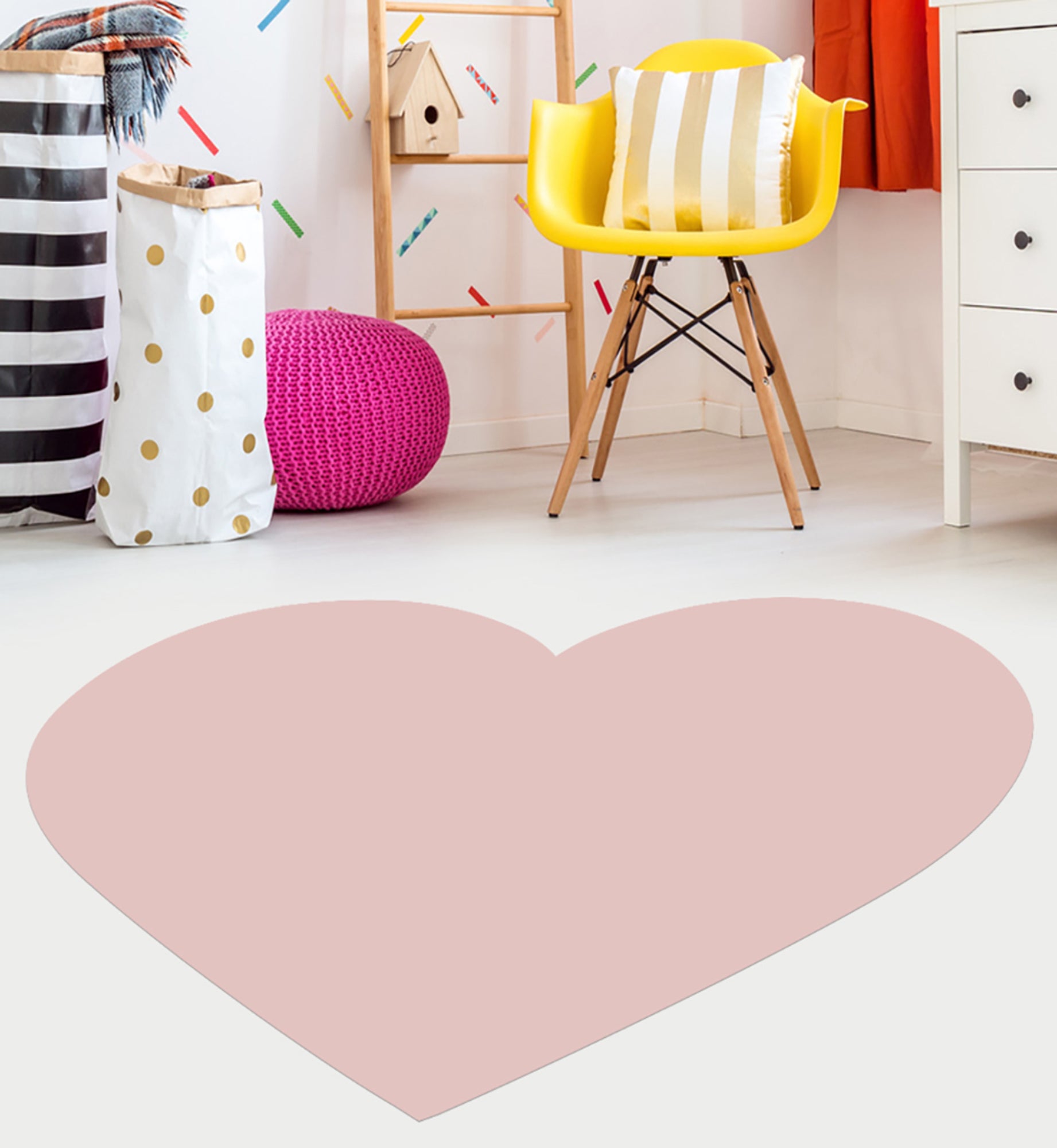 Dywan winylowy dziecięcy Heart 135x160 cm - antypoślizgowy PVC, winylowy do pokoju dziecięcego, ognioodporny i zmywalny