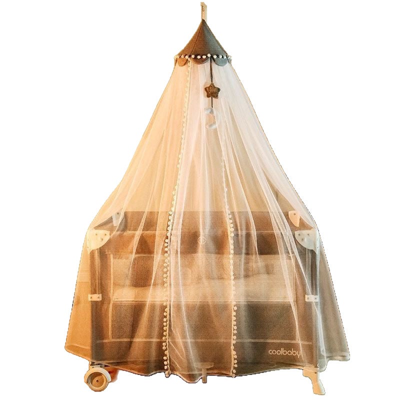 Dosel para cuna, mosquitera colgante, apto para cunas (gris, circunferencia 400 cm, altura 175 cm)