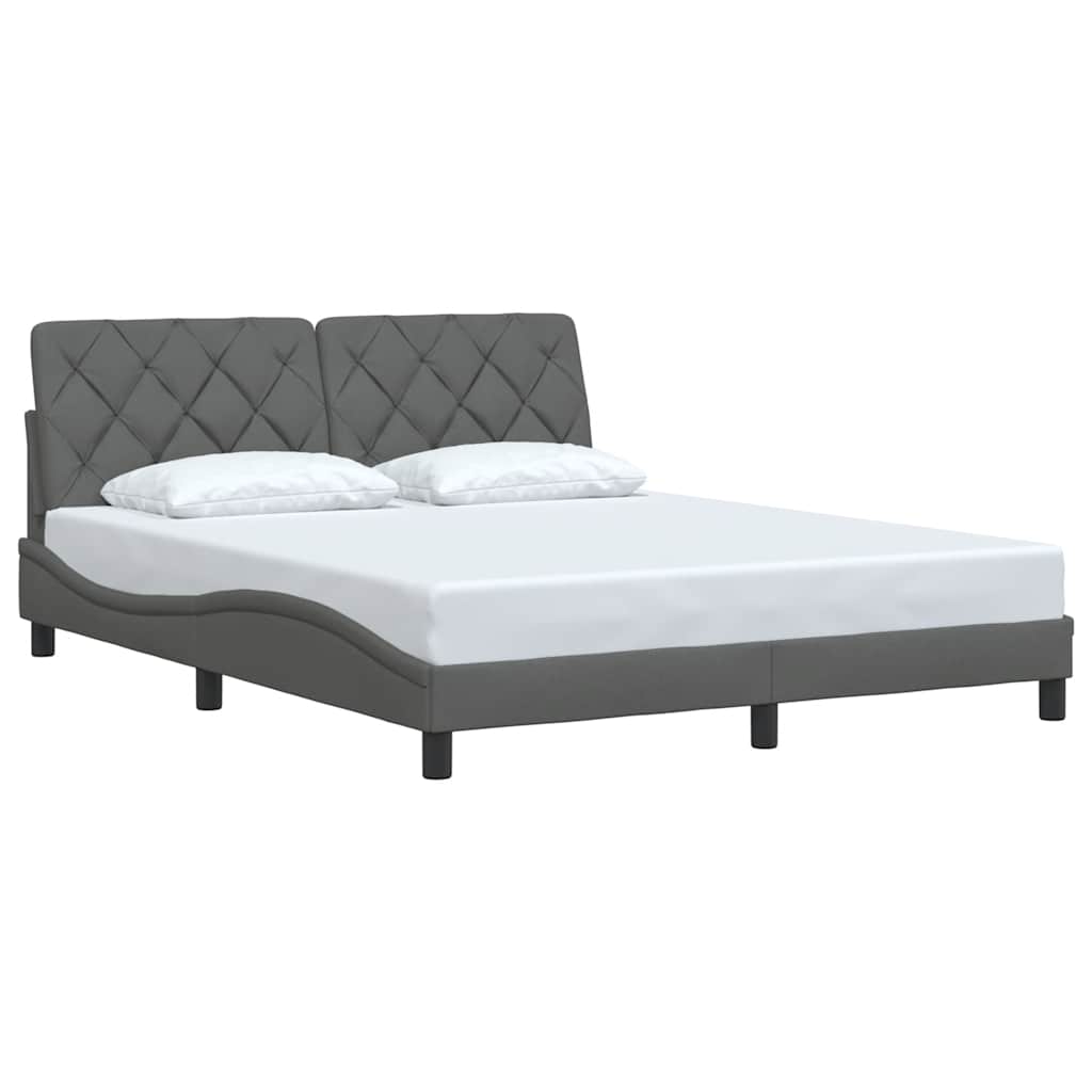 Cadre de lit sans matelas gris foncé 160 x 200 cm tissu - 3
