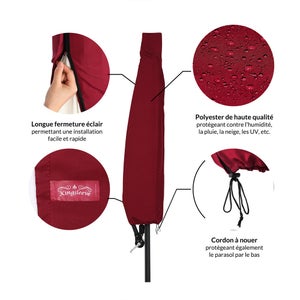 Deuba Housse De Protection Parasol Déporté 3,5 M Beige - Bâche Imperméable Polyester Résistant Avec Fermeture Éclair Et Cordon