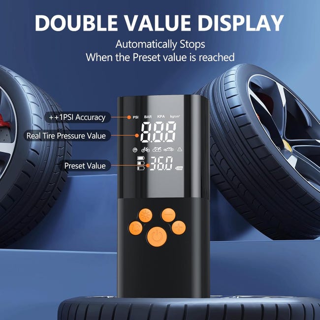 150 PSI Gonfleur Électrique sans Fil Mini Compresseur Voiture avec Power Bank 4000mAh, Écran LCD Numérique & LED pour Vélo, Moto, Scooter et Ballons | Leroy Merlin 150 PSI Gonfleur Électrique sans Fil Mini Compresseur Voiture avec Power Bank 4000mAh, Écran LCD Numérique & LED pour Vélo, Moto, Scooter et Ballons | Leroy Merlin