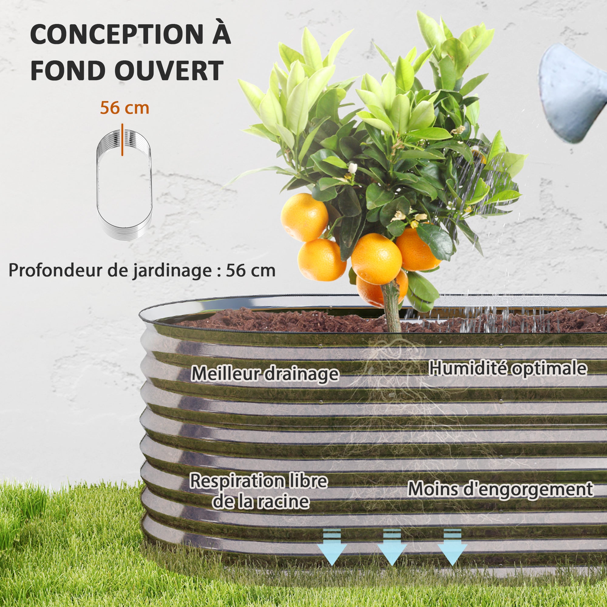 Carré potager de jardin acier galvanisé Outsunny - 7