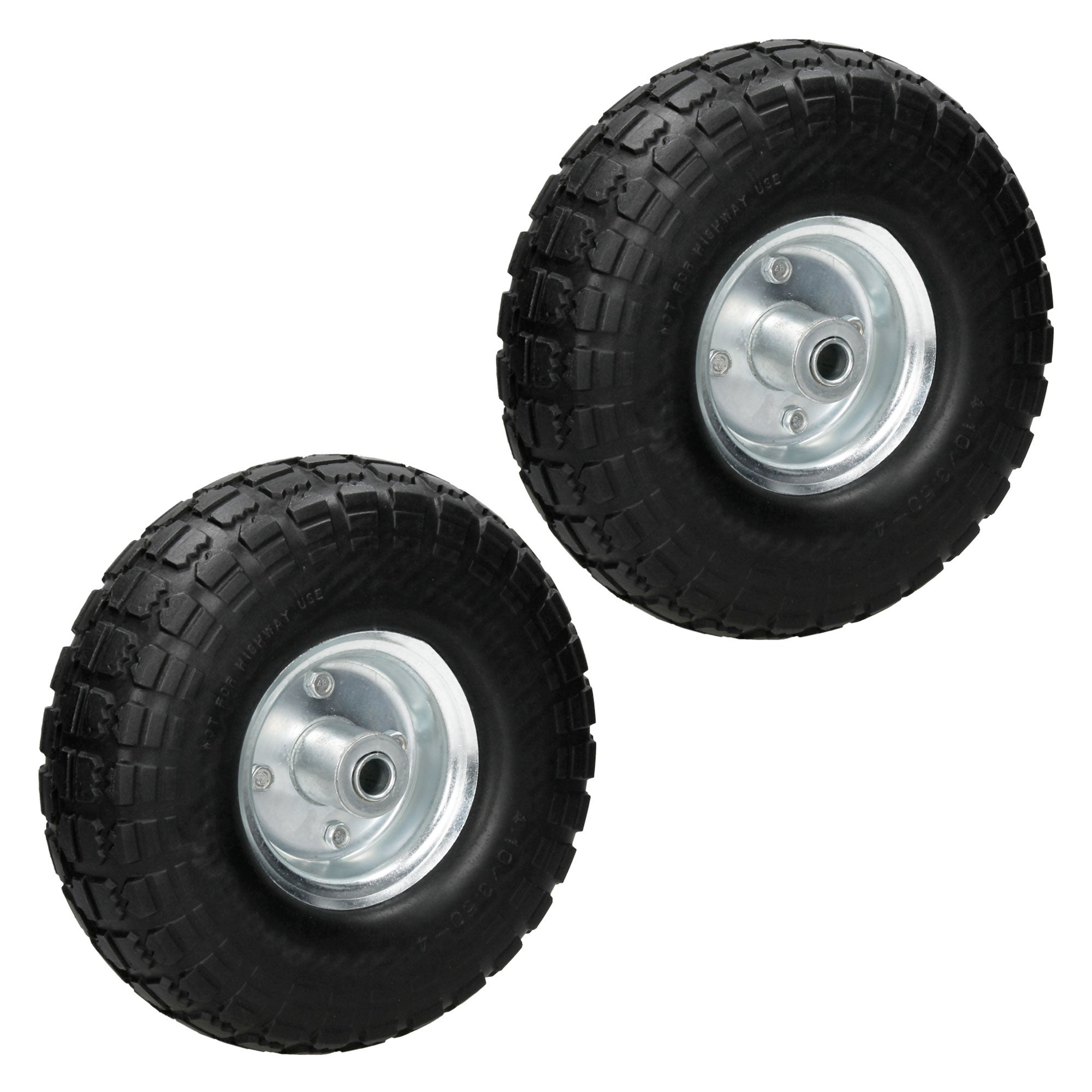 ECD Germany 2 sztuki blokada kola wózka recznego profil z odpornej na przebicie gumy PU - 4.10/3.50-4 Ø260x85mm - z lozyskiem kulkowym i felga stalowa