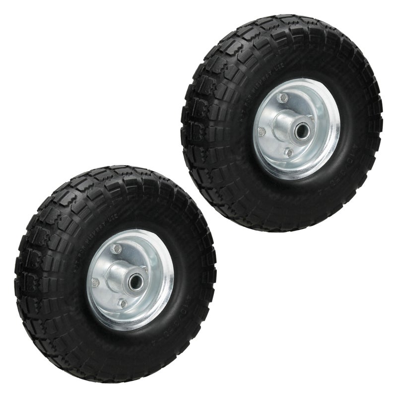 ECD Germany 2 sztuki blokada kola wózka recznego profil z odpornej na przebicie gumy PU - 4.10/3.50-4 Ø260x85mm - z lozyskiem kulkowym i felga stalowa