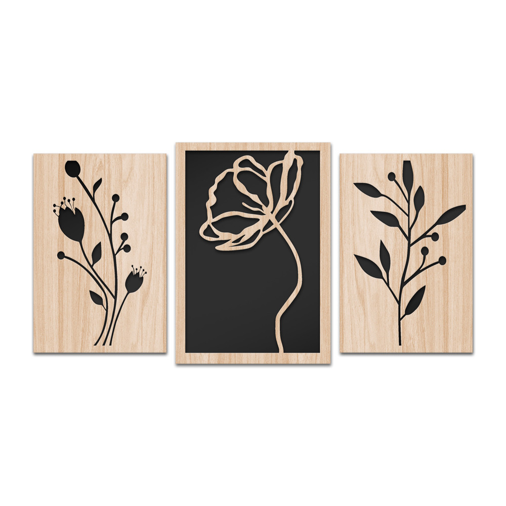 Flores 100x50 cm - estructura para muebles compuesto de madera y pvc lasercut
