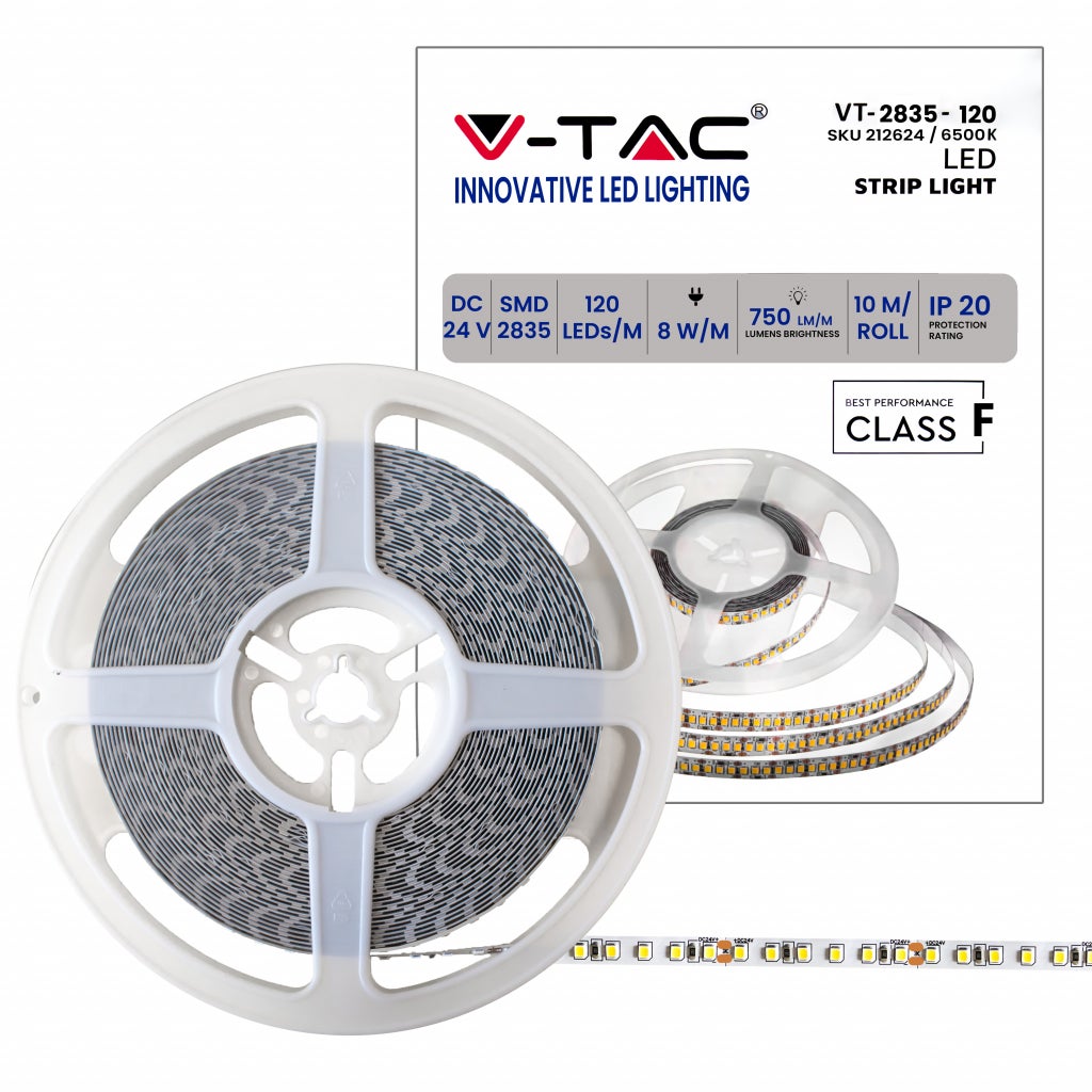 Taśma LED SMD2835 7,5W/m 10m 120 LED/m 6500K 24V IP20 10mm