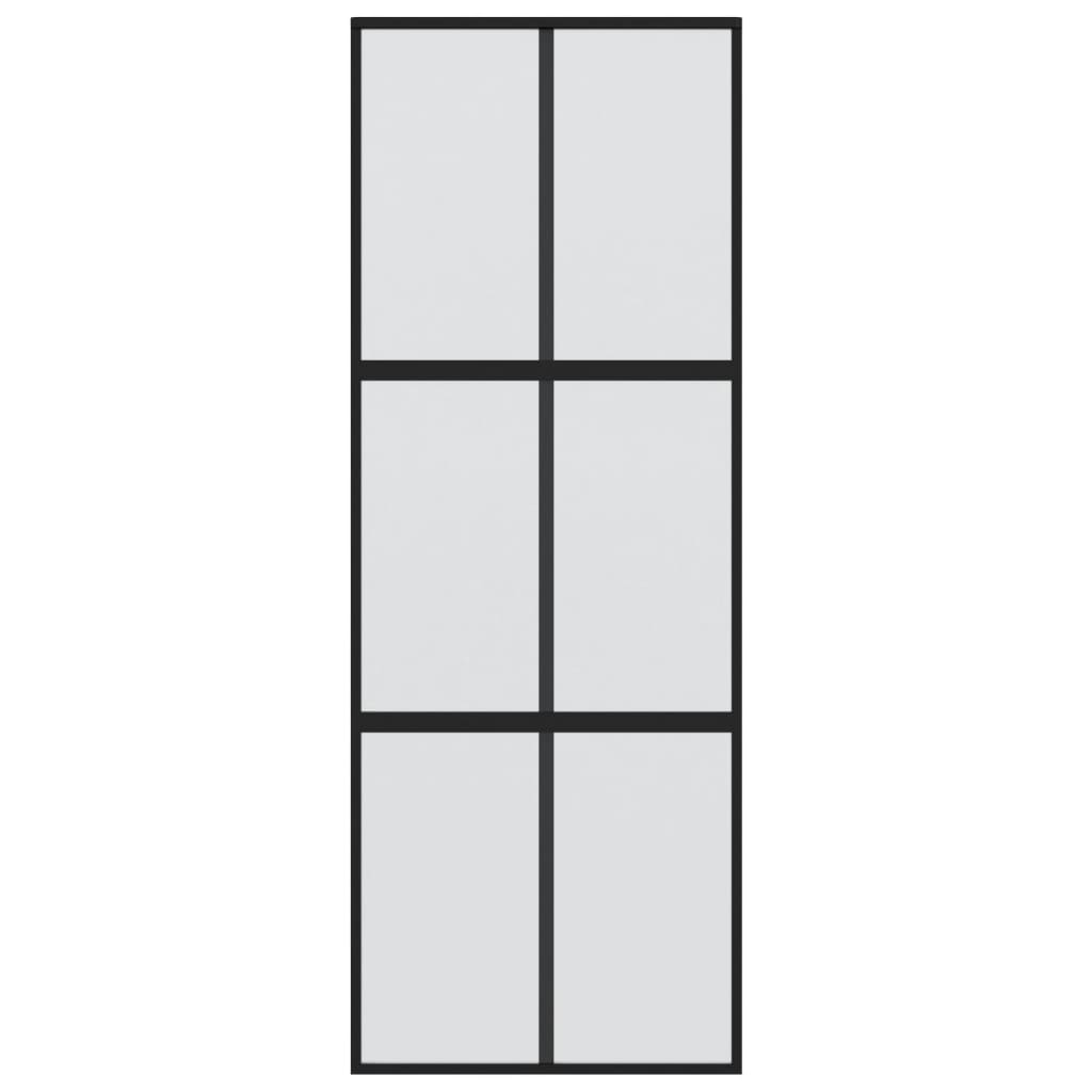 Puerta corredera | Puerta de la cocina vidrio templado y aluminio negra 90x205 cm CFW31219 - 4