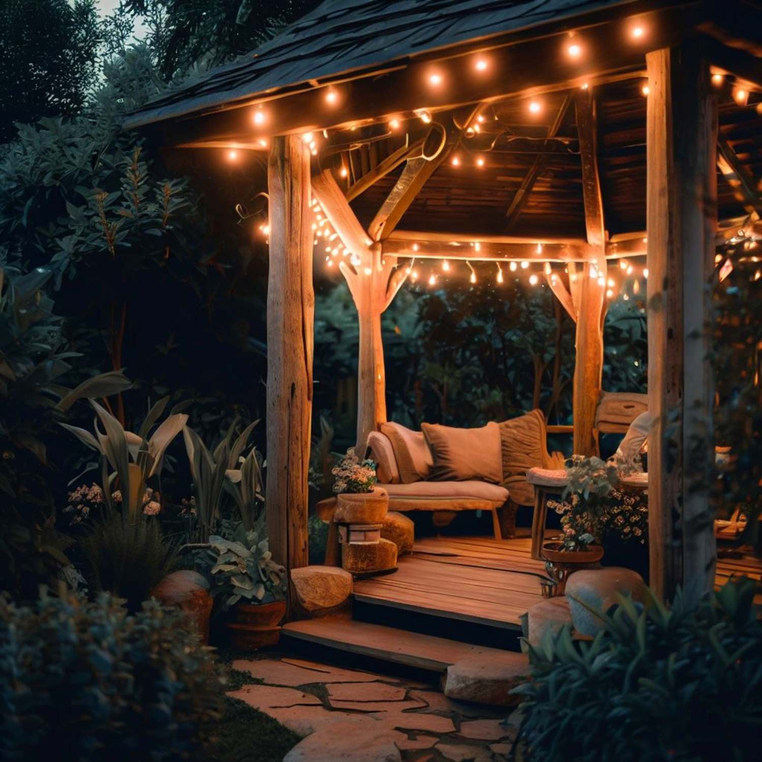 Ghirlanda luminosa per esterni 15 + 2 metri - 30 lampadine a filamento LED E12 G40 1W - IP44 - Bianco caldo - 3