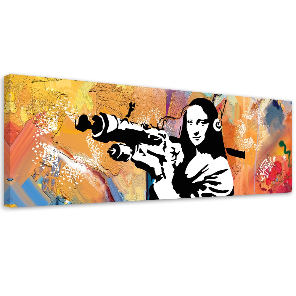 Obraz na płótnie, Banksy Mona Lisa i Bazooka 90x30