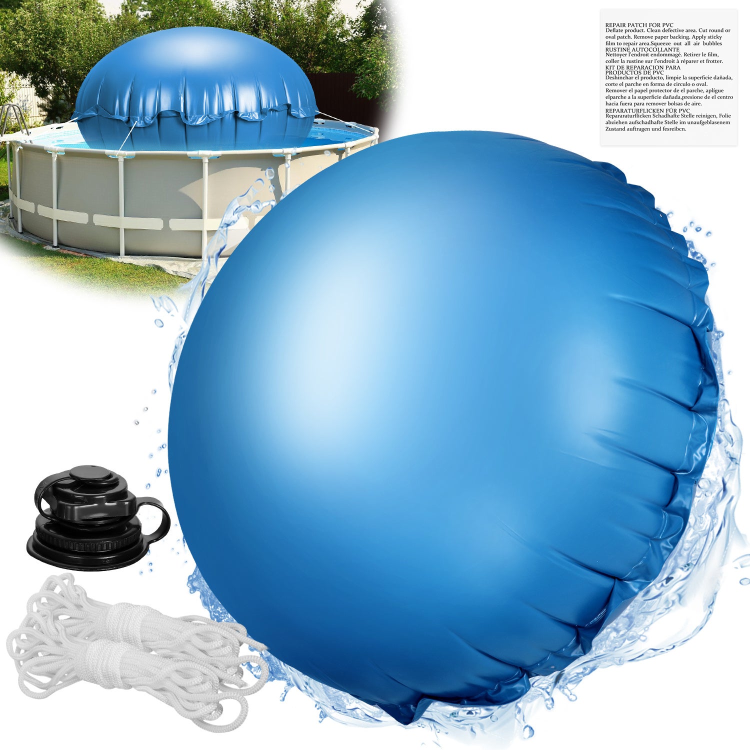 Coussin De Piscine Hivernage -20°C XL Coussin Gonflable XXL Corde