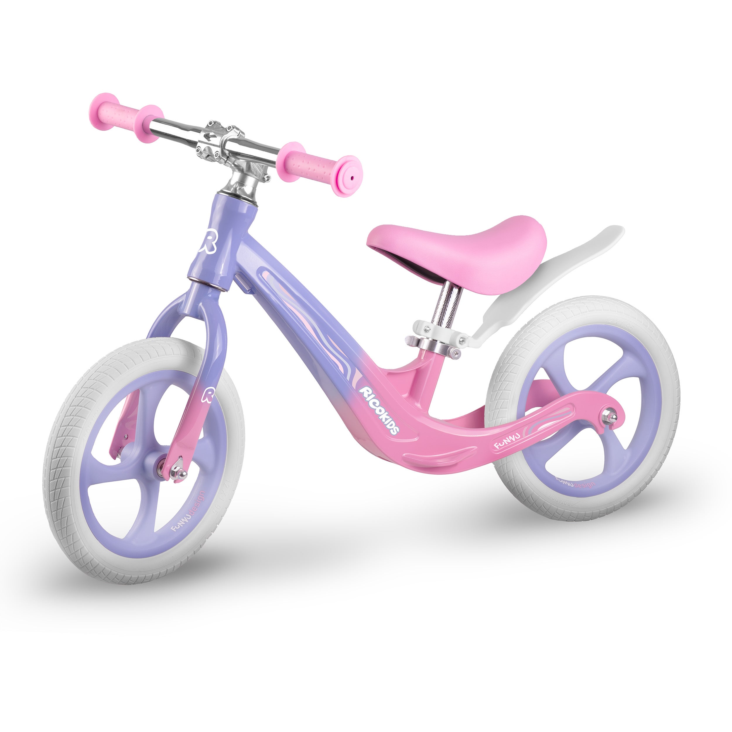 Rowerek biegowy dla dzieci magnesium Ricokids różowo-fioletowy Funnu 760502