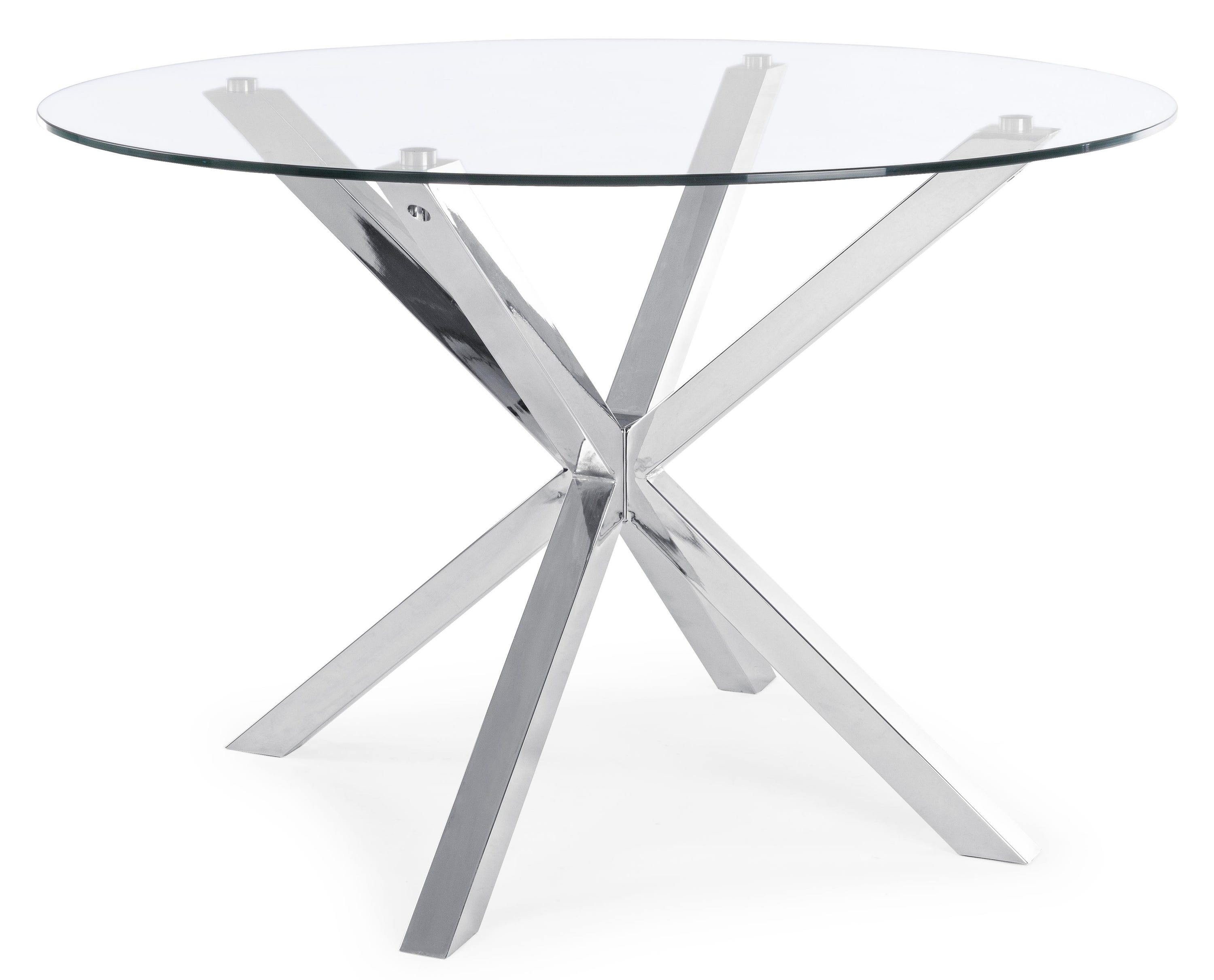 Table à manger ronde verre trempé et acier chromé Agno 114cm | Leroy Merlin