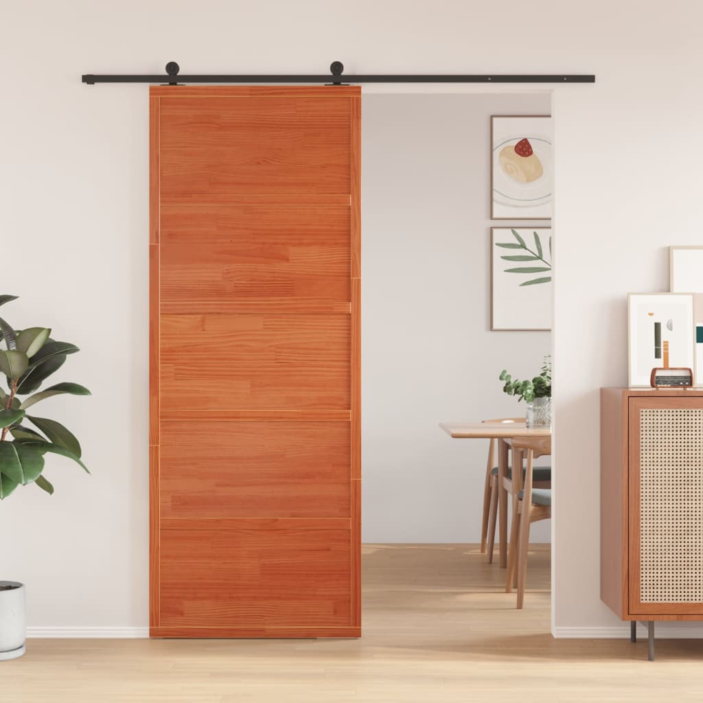 Puerta de granero madera maciza pino marrón miel 80x208 cm vidaxl