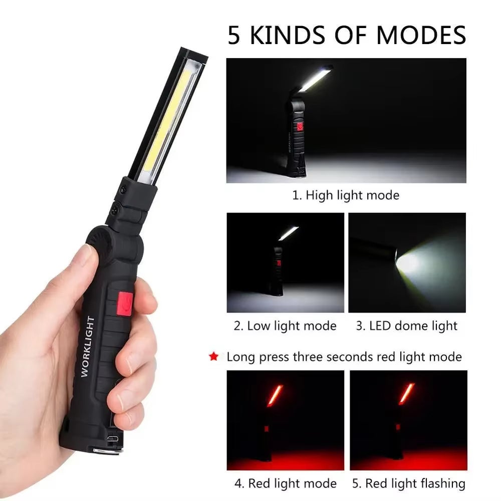 Mini Led Lampada da Lavoro: Nizirioo 2 Pezzi Impermeabili 800 Lumen Luce Meccanica Magnetica, Portatile, Con Ricarica Usb Torcia Cob per Campeggio Riparazione di Emergenza