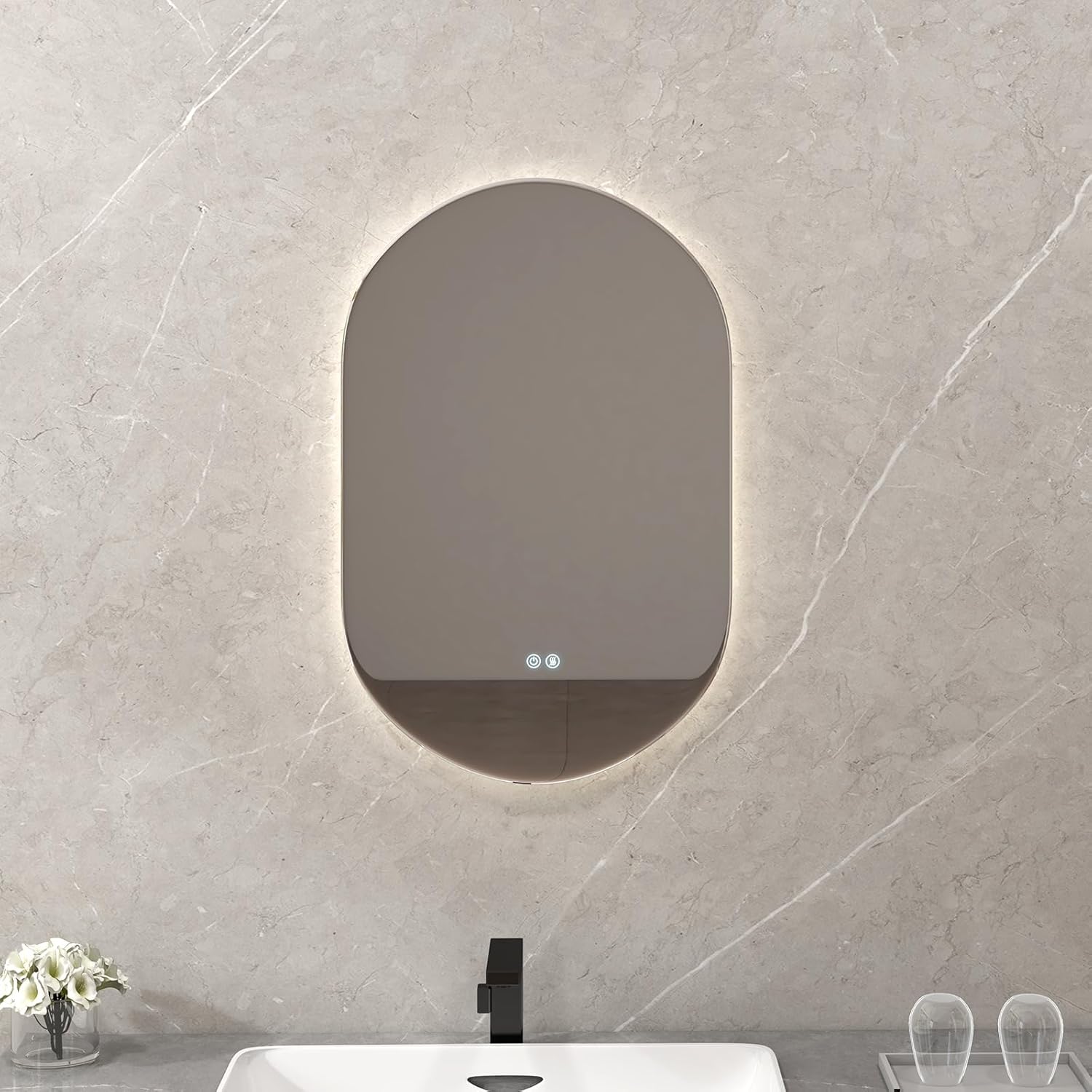 Specchio Per Bagno Luminoso Ovale Antiappannamento Con Contorno 50 X 80 Cm Nero Alarico 86987638 Specchio Per Bagno Luminoso Ovale Antiappannamento Con Contorno 50 X 80 Cm Nero Alarico 86987638