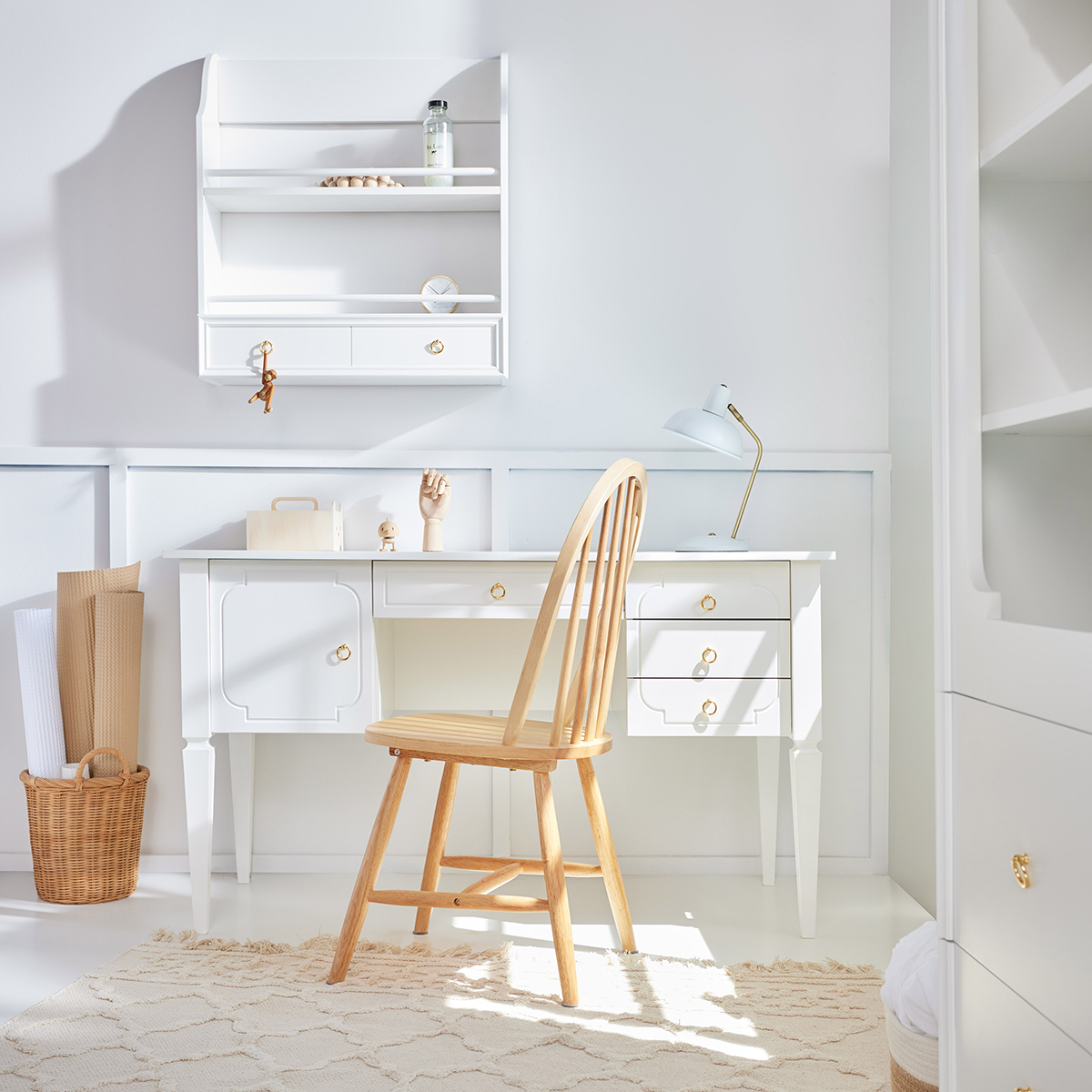 Bureau 4 tiroirs 1 porte Royal - Blanc - 4