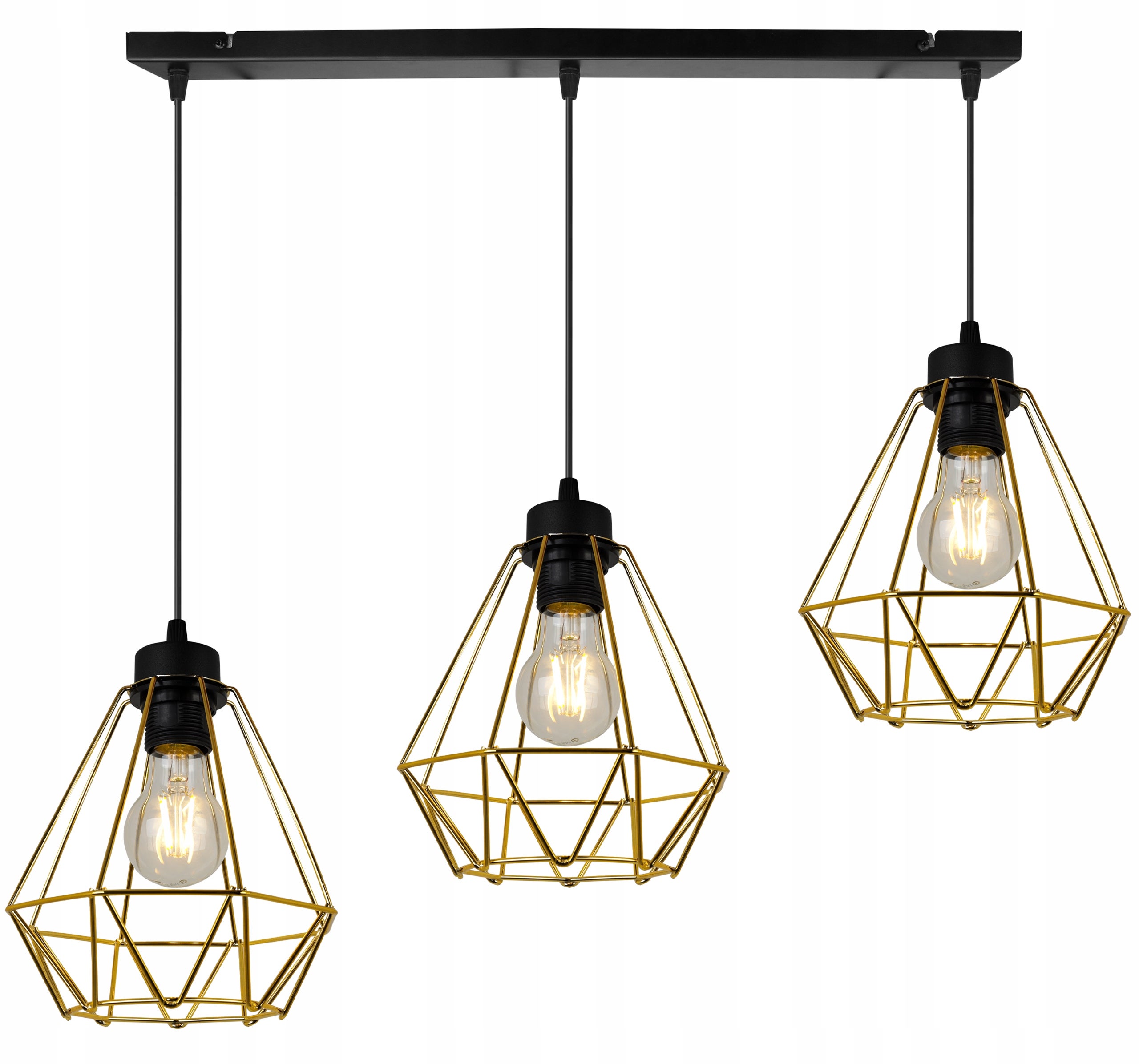Lampa sufitowa wisząca Nuvola Gold boho 3xE27 abażur druciany złoty Light Home LH