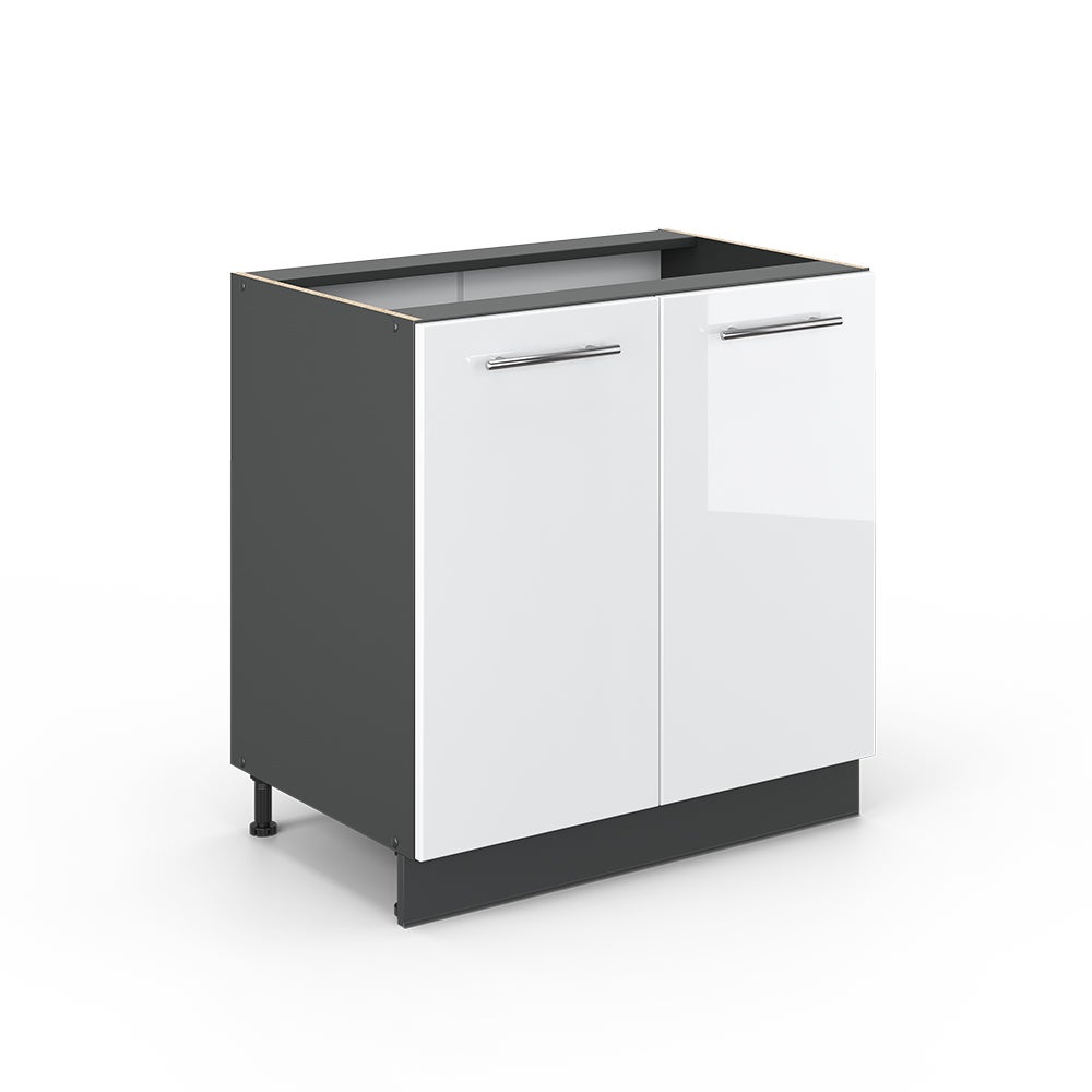 Vicco Szafka pod zlew Fame-Line, Biały wysoki połysk, 80 cm z półką, bez blatu roboczego