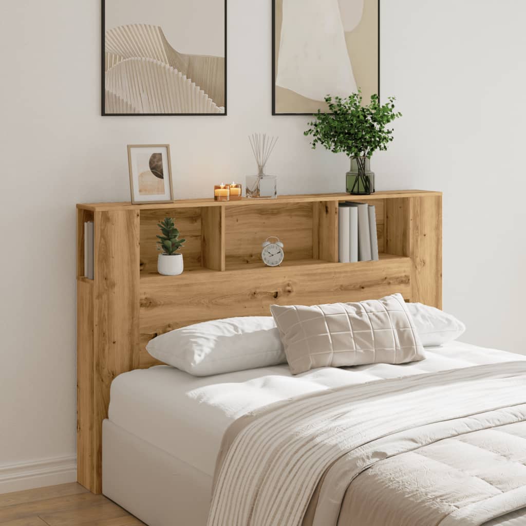 Meuble tête de lit artisanal en chêne 160x18,5x103,5 cm - COMFORTXL - 2