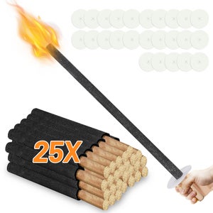 Torches Flambeaux En Cire - Lot De 200, Durée 100 Min, Poignée Bois Longue, Protection Anti-gouttes - Pour Feux De Camp, Extérieur