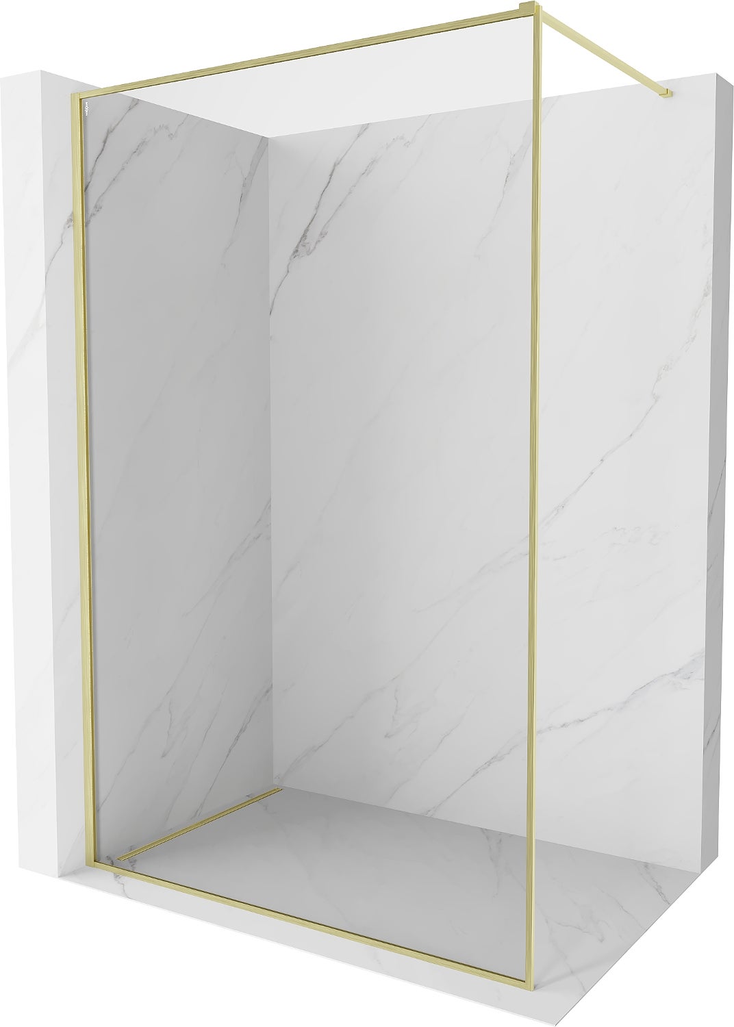 Mexen Kioto-F ścianka prysznicowa Walk-in z ramką 100 x 202 cm, transparent 8 mm, złota szczotkowana - 800-100-104-55-00