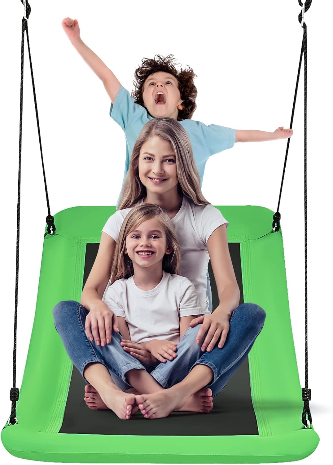 RELAX4LIFE Balançoire Nid d'Oiseau Rectangulaire pour Enfants Réglable en Hauteur 120-180 CM,Chaise Suspendue avec Siège Spacieux 150X80 CM,Charge Max 300KG pour Intérieur et Extérieur (Multicolore RELAX4LIFE Balançoire Nid d'Oiseau Rectangulaire pour Enfants Réglable en Hauteur 120-180 CM,Chaise Suspendue avec Siège Spacieux 150X80 CM,Charge Max 300KG pour Intérieur et Extérieur (Multicolore