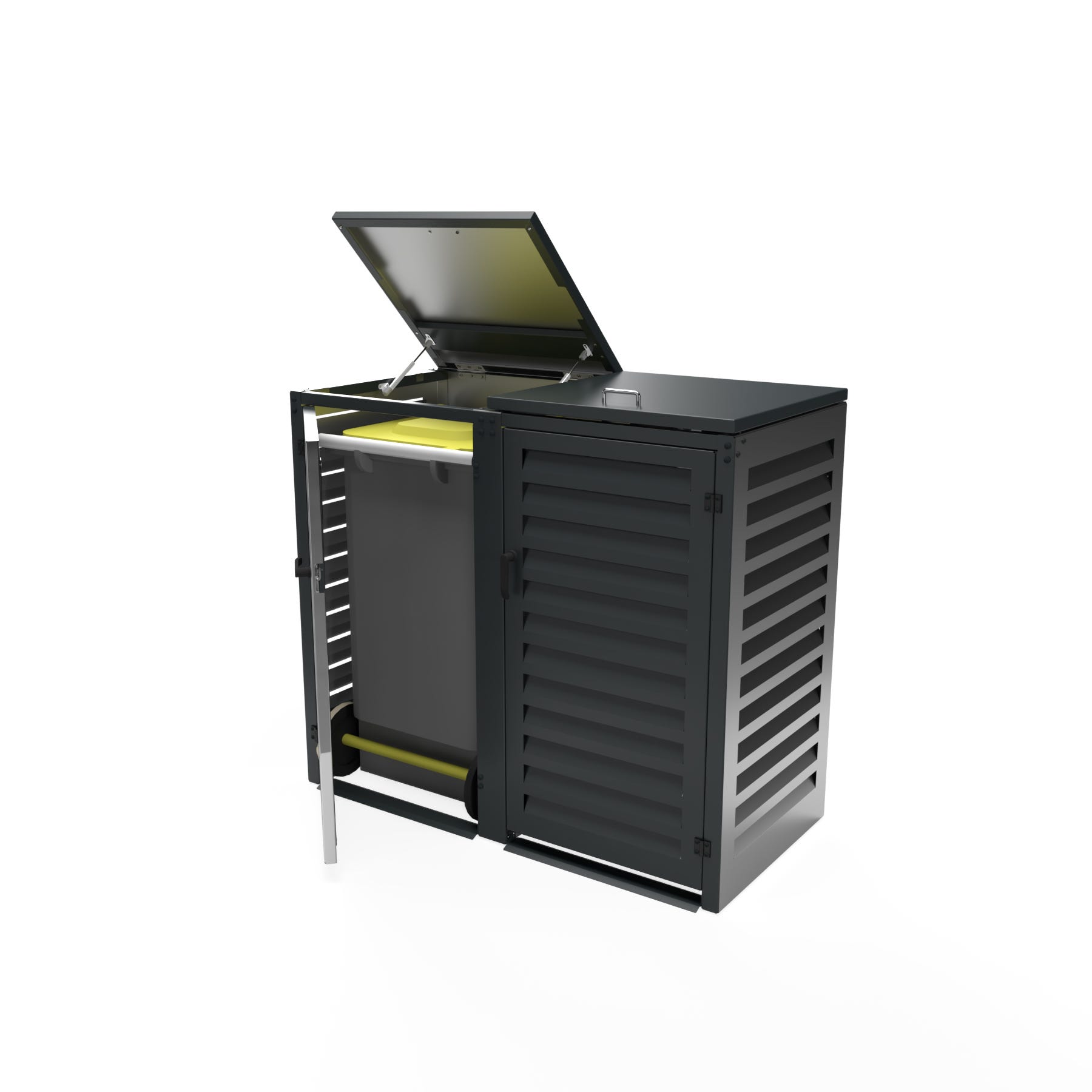 Cache Poubelle Extérieur Double en Aluminium thermolaqué - Abri pour 2 ...