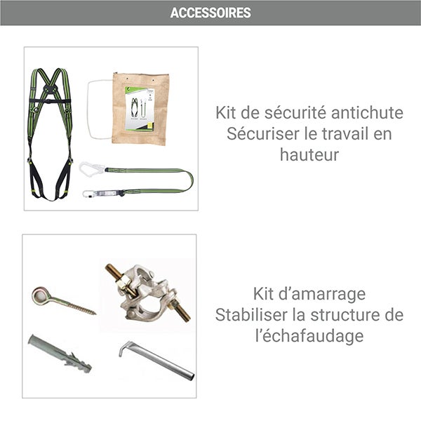 Echafaudage fixe de façade 60m² - Structure + Planchers + Lisses - DUO60-SP - 6