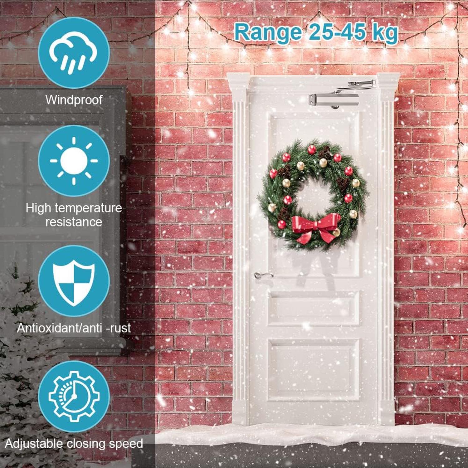 Automatique Réglable Contrôle Jusqu'à 25-45KG (1pcs), Ferme-Porte Automatique Hydraulique avec A Bras Compas Rotatif Ideal，Modèle automatique - 6